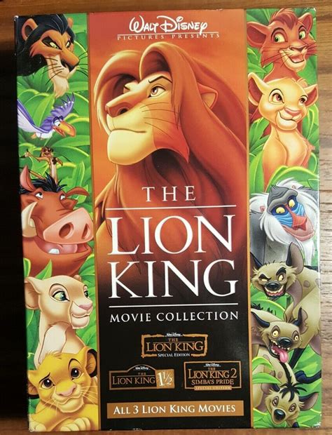 The Lion King Movie Collection Trilogy Dvd Set Disc Walt Disney Box