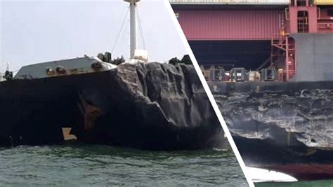 Container ship and tanker sustain serious damages in heavy collision in ...