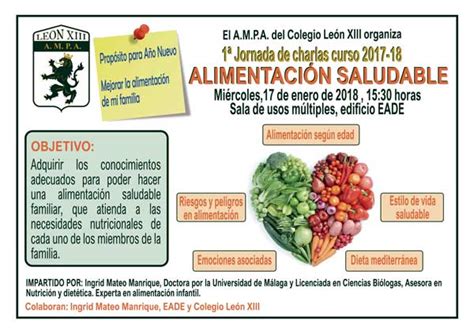 1ª Jornada de charlas curso 2017 18 Alimentación Saludable AMPA