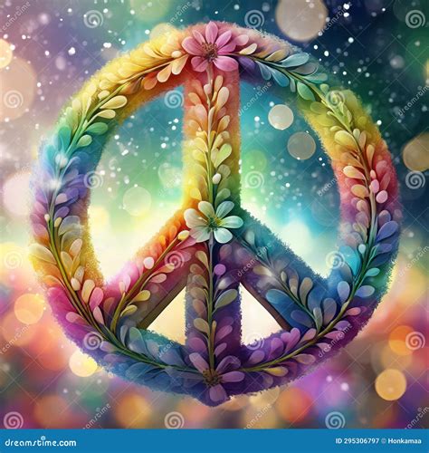 Floral Rainbow Peace Sign Stock Illustration Illustration Of Peace 295306797