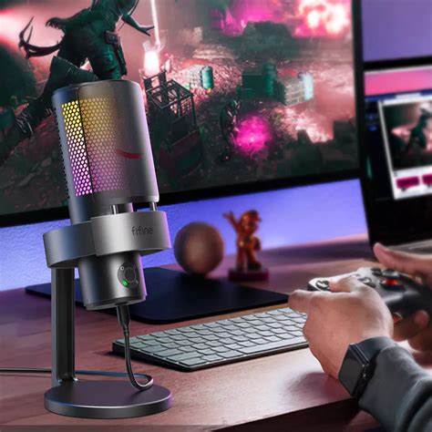 Микрофон Fifine A9 RGB для игр | подкасты | потоки | штатив | черный