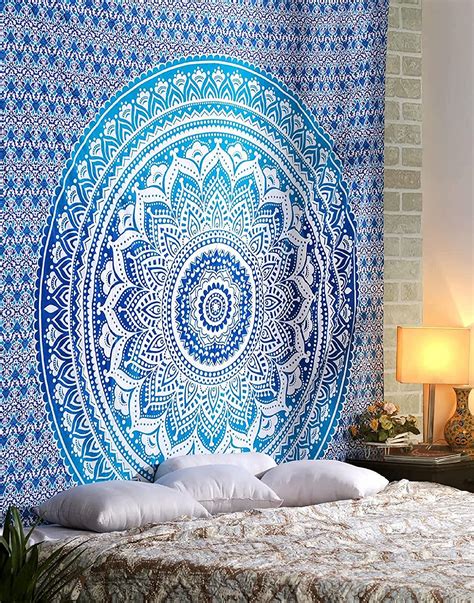 Amazon De Wandteppich Mandala Hippie Wandtuch Blau X Cm