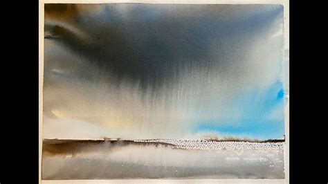 Paint A Minute Loose Watercolour Rain Storm Landscape Hake Brush Sky