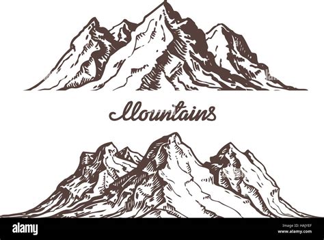 Mountains Sketch Hand Drawn Vector Illustration Stock Vector Image