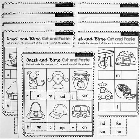 Onset Rime Cut Paste Worksheets State Fonts Top Teacher