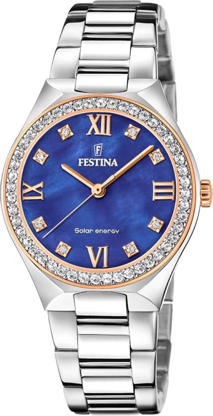 Festina Dames Solar Energy Bicolor Band Blauwe Wijzerplaat Bol