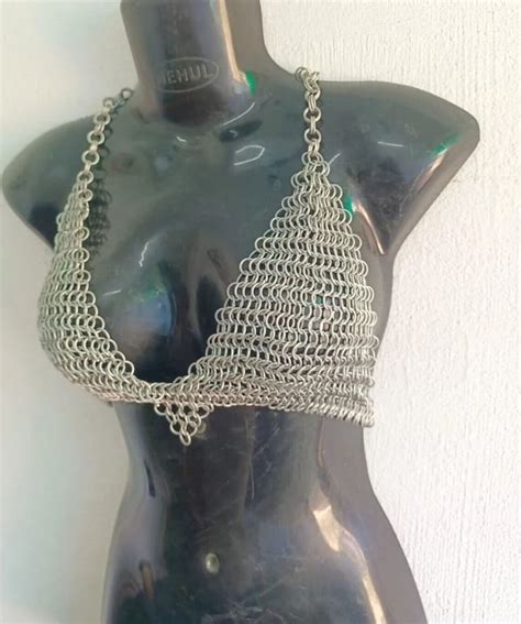 Chainmail Bra Top Aluminium 10 Mm Ring Chain Mail Bra Top Bikini