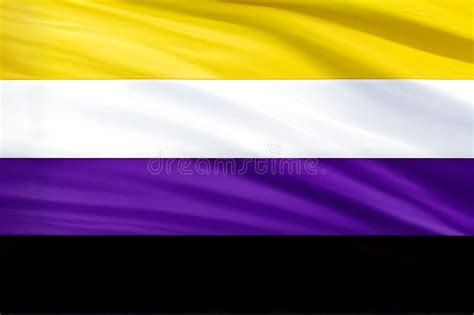 Non Binary Textured Flag Background Of Yellow White Purple Black Stock