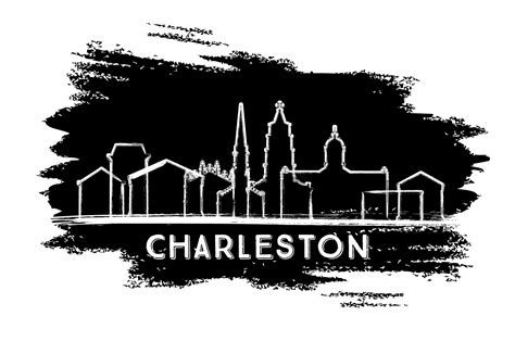 Charleston South Carolina City Skyline Silhouette Hand Drawn Sketch