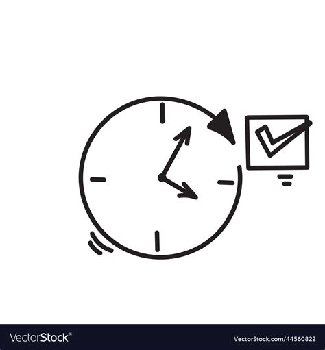 Hand Drawn Doodle Clock And Circular Arrow Vector Image