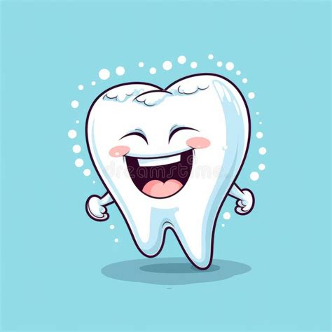 Funny And Cute Comic Style Teeth Character Generative Ai Stock