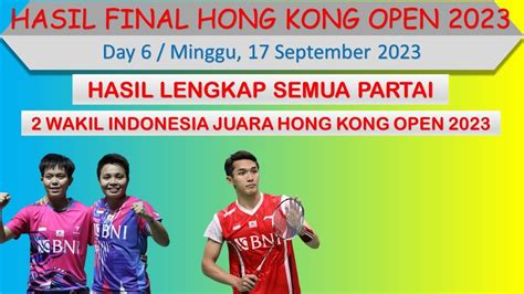 Hasil Final Hong Kong Open Hari Ini Day Wakil Indonesia