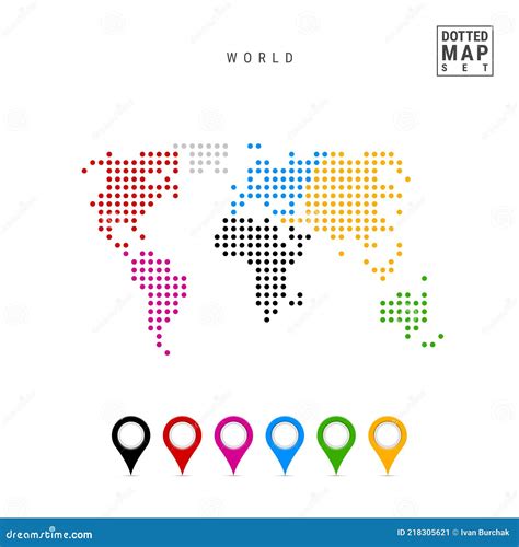 Dots Pattern Vector Map Of The World Stylized Silhouette Of The World