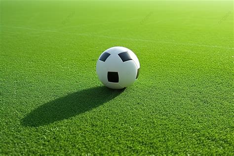 Soccer Ball Sitting On A Grass To The Right Of A Line Background