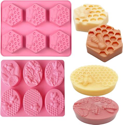 4 pièces Moules à Savon Silicone CNYMANY 3D Forme en Nid d abeille