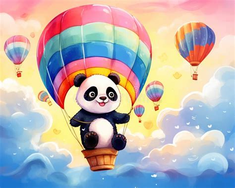 Panda In A Hot R Balloon Stock Illustration Illustration Of Balloon 293062394