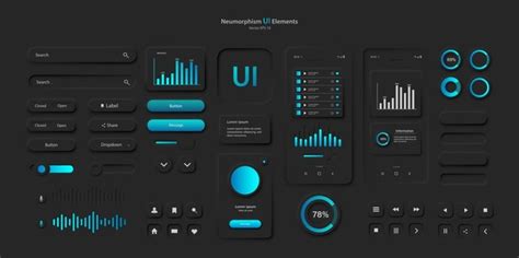 dashboard ui design dark style royalty  images stock