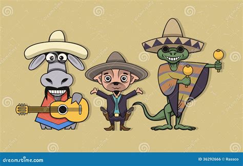 Personagens De Banda Desenhada Mexicanos Ilustração do Vetor