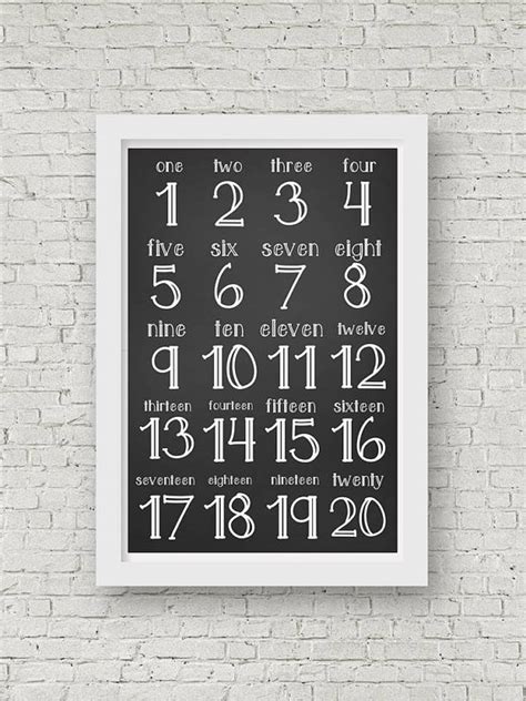 Chalkboard Numbers 1 20 Poster Printable Up To 2 X Etsy In 2022