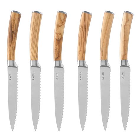 La Cote Piece Steak Knives Set Japanese Stainless Steel Olive Wood