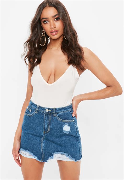 Blue Ripped Denim Micro Mini Skirt Missguided Ireland