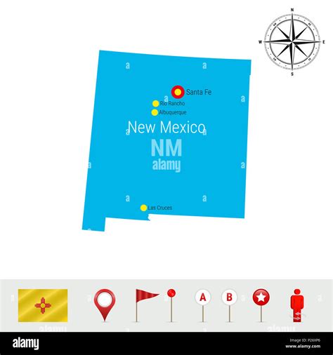 New Mexico Map Isolated On White Background Detailed Silhouette Of New