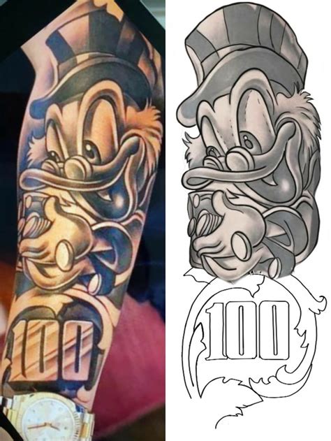 Diseño de tatuaje del tío rico personaje de Disney para tatuaje en el