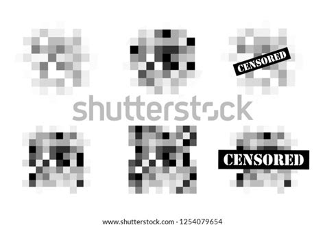 Set Pixel Censored Signs Black Censor Stock Vector Royalty Free