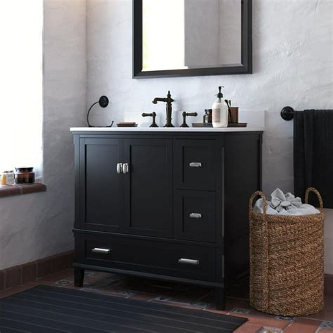 Dorel Living Otum 36 Inch Bathroom Vanity with Sink, Black Wood ...