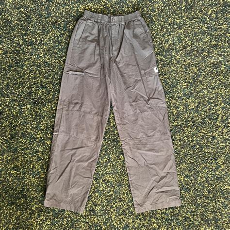 army green cargo baggy pants stretchy waistband... - Depop