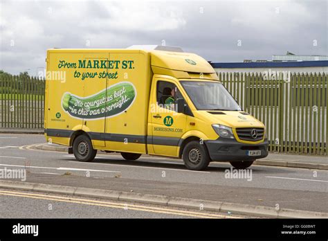 Morrisons Market St Shop Online Grocery Food Delivery Van Stock Photo