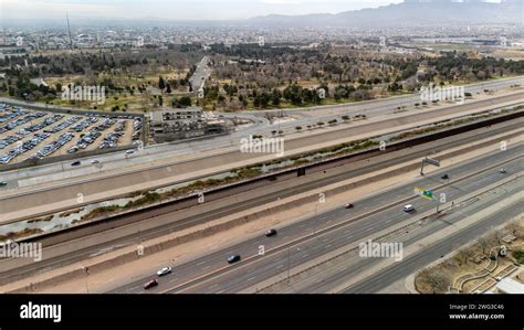 Aerial Photograph Of The International Border Between El Paso Texas