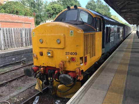 Class 37 Diesel Locomotive 37409 Lord Hinton Sits At Norwich Station On The 19th September 2019