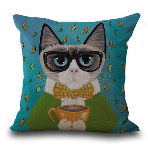 Cartoon Cute Cat Pillow Cover Skull Cushion Covers Animal Pillow Case