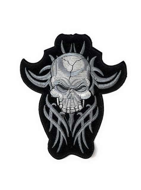 Large Skull Patch Iron On Patch Embroidered Patch Jacket Patch Etsy