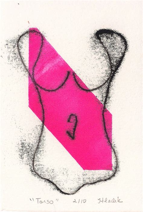 Hot Pink Nude Monotype Print Original X Inch Etsy