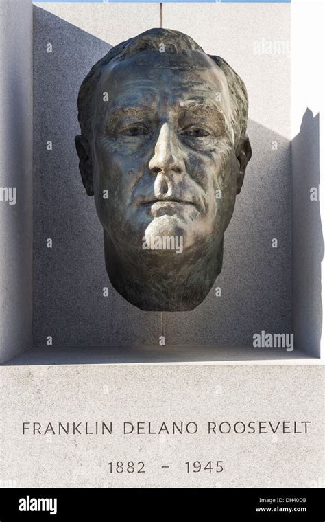 Franklin Delano Roosevelt Bust Sculpture In The Four Freedoms Park On