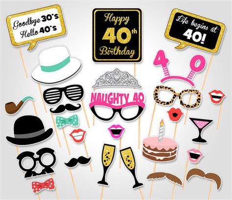 Printable Birthday Prop 40th Birthday Party Printable Photo Booth Props