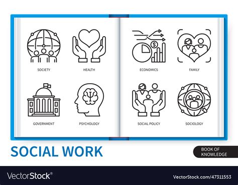 Social Work Infographics Linear Icons Collection Vector Image