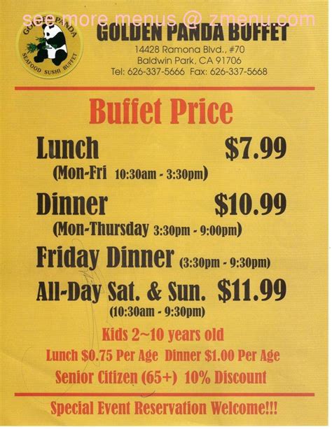 Online Menu Of Golden Panda Buffet Restaurant Baldwin Park California