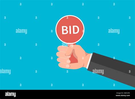 Hand Holding Auction Paddle Flat Vector Illustration Stock Vector