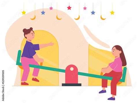 The kids play of the teeter totter. Two seat to player the teeter ...
