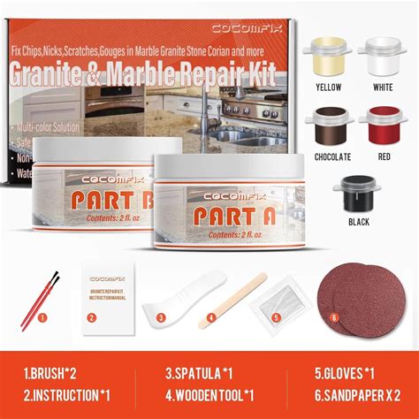 Granite Repair Kit Marble Repair Kit Color Match Granite Epoxy Quickly Fi Ebay