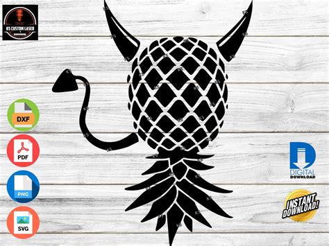 Upside Down Swinger Pineapple Devil Horns And Tail Digital Print Cut