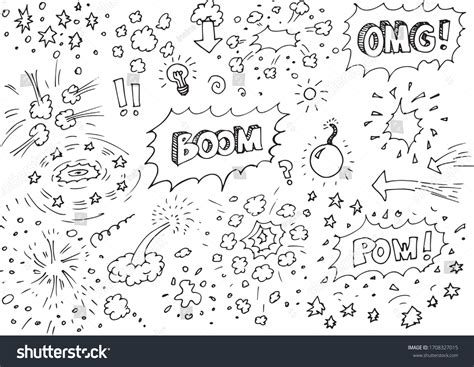 붐 손으로 그린 만화책 스톡 벡터로열티 프리 1708327015 Shutterstock
