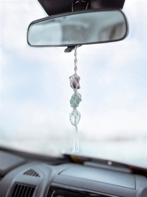 Crystal Rear View Mirror Charm Macrame Rear View Mirror Charm Etsy