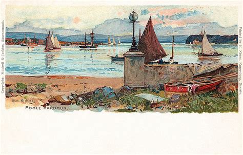 Poole Harbour Dorset Postcard By Frank Richards Illustration Art