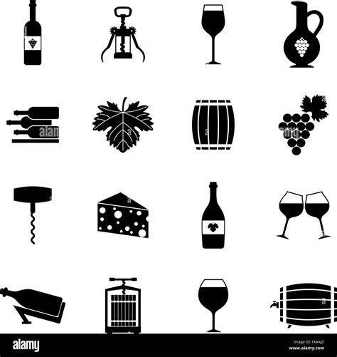 Wine Icons Set Black Stock Vector Image And Art Alamy