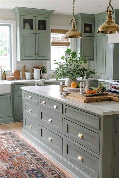 Serene Kitchens With Sage Green Cabinets En Cocinas De Casas