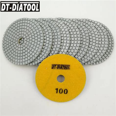 DT DIATOOL 10 개 대 다이아몬드 화이트 수지 본드 샌딩 디스크 다이아몬드 젖은 연마 패드 4 100mm 직경